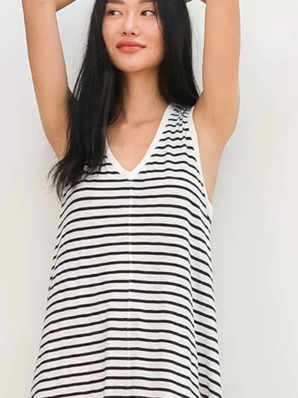 Z Supply Black and White Sleeveless Striped Cotton Mini Dress, size small
